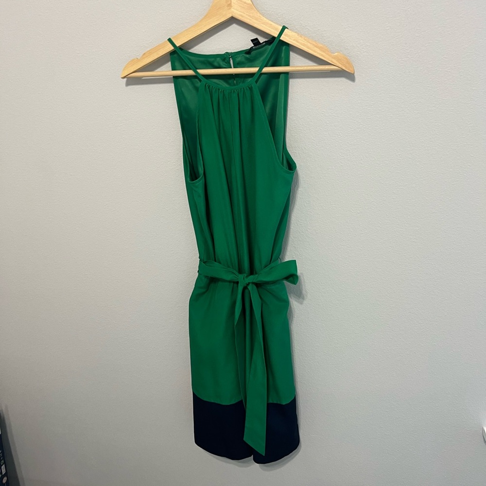 Express // Green and Navy Silk Dress // Small